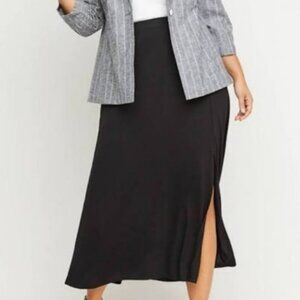 NEW NWT LANE BRYANT Plus Size Black Jersey Knit Elastic Waist Slit Maxi Skirt 1X